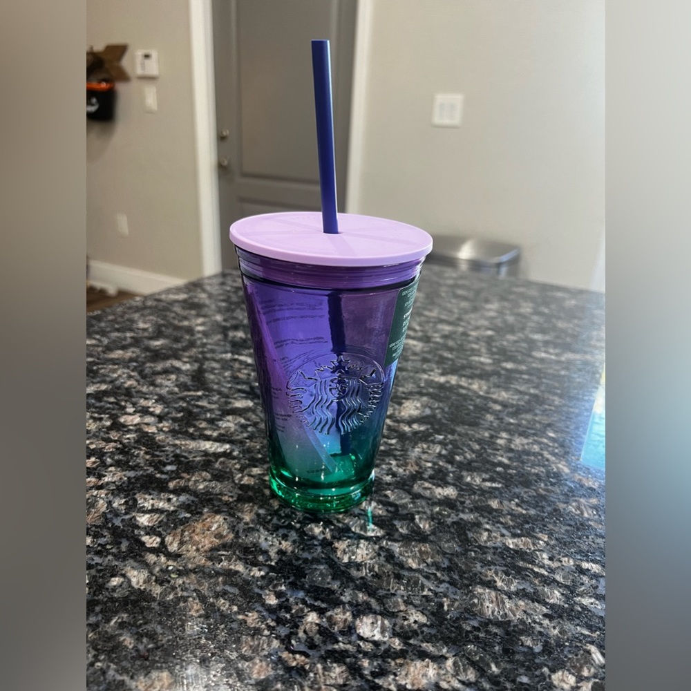 Grande Starbucks glass, Tumblr purple and aqua